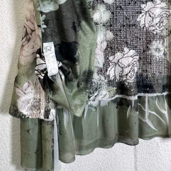 Ali Miles Layered Tunic Womens Plus Size Florals 3/4 Roll-Tab Sleeves 3X - Picture 5 of 7